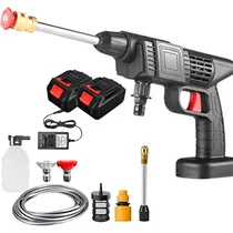 Lavadora de Alta Pressao Portatil WM004 Sem Fio / 48V / Recarregavel / 2 Baterias / Acessórios / Bivolt - Preto