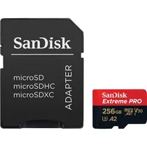 Memoria Micro SD Sandisk Extreme Pro 200-90 MB/s U3 256GB Con Adaptador (SDSQXCD-256G-GN6MA)
