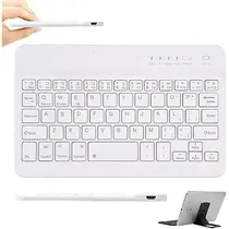 Teclado Bluetooth Con Estuche para Tablet Blanco Ios/Windows/Android