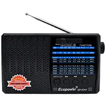 Rádio Portátil Ecopower EP-F311 Bluetooth / AM / FM / USB / TF / Painel Solar - Preto