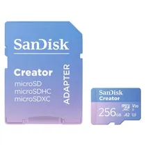 Cartão de Memória Micro SD Sandisk Creator 256GB 190MBS - SDSQXAV-256G-GN6MS