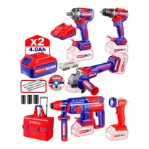 Combo 5 Em 1 Kit Emtop Parafusadeira + Chave de Impacto + Martelete + Lixadeira + Lanterna ECKL2059 - com Acessórios Combo 5 Em 1 Kit Emtop Parafusadeira + Chave de Impacto + Martelete + Lixadeira + Lanterna ECKL2059 - com Acessórios