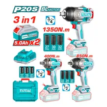 Combo 3 Em 1 Kit Total TOSLI250386 Chave de Impacto 135NM + Chave de Impacto 85NM + Chave de Impacto 40NM