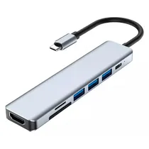 Adaptador Hub USB-C 7 Em 1 - Cinza