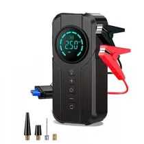 Compressor de Ar + Auxiliar de Partida Portátil JG-819 com Bateria para Ignição de Emergência Acople / com Lanterna 4 Em 1 - Preto