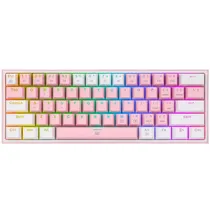 Teclado Gamer Redragon K617 Fizz Chroma RGB USB - Branco/Rosa