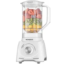 Liquidificador Mondial Turbo Pratic Power L-97-W 550 Watts 2.2 Litros 2 Velocidades + Pulsar 220V ~ 50/60 HZ - Branco/Cinza