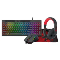 Kit Gamer Redragon S149 - Teclado + Mouse + Headset + Mousepad - RGB - Inglês - Preto
