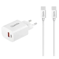 Carregador de Parede QTCACR2 USB-A/USB-C 20W + Cable USB-C QTCTC70 (1M) - White