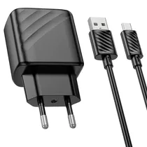 Hoco Cargador CS21A QC30 Fuente 18W USB-A+Cable Micro-USB 1M Black