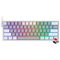 Teclado Gamer Mecânico Redragon K617-RGB Fizz Mini USB / Red / Inglês - Cinza / Branco