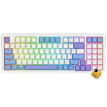 Teclado Gamer Redragon K664WBP-RGB-Pro Gloria Pro Wireless / RGB / Inglês - Branco / Azul