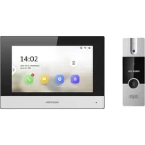 Vídeo Porteiro Hikvision DS-KIS302-P 7" - Preto/Cinza