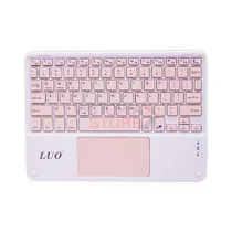 Mini Teclado Magnético Luo LU-BT032 Slim Bluetooth Keyboard 10" - Branco/Rosa