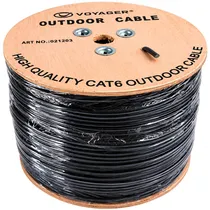 Cabo de Rede Voyager Utp CAT6 para Uso Externo 305 Metros 2 Vias Preto