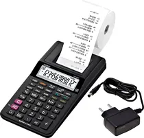Calculadora c/ Bobina Casio HR-8RC-BK-DC c/ Pila(AAX4)s/ Fuente(6V)/ Black