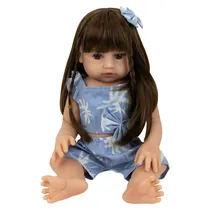 Boneca Baby Reborn Hiper Realista V-37 - 48CM - Silicone - Roupa Azul
