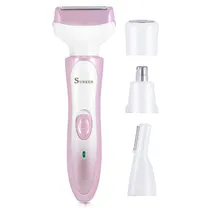 Kit Depilador Eletrico Feminino Surker SK-155 / 4 Em 1 / 5W / Recarregavel - Branco/ Roxo Claro