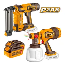 Combo 2 Em 1 Kit Ingco COSLI250601 Pinadeira + Pistola de Pintura – com 2 Baterias / 2AH