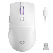 Mouse Gamer Sem Fio  Redragon M618W-Lit Azzmach Trimodo USB-C BT 2.4GHZ White