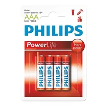 Pilha Philips Alcalina AAA X 4 LR03P4B/97