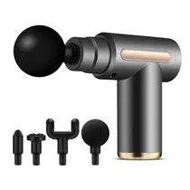 Mini Massageador Eletrico Corporal Muscular Portatil Hengda YQ10493 / 25W / 6 Velocidades / com Acessórios / Recarregavel - Cinza