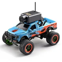 Carro Wltoys 1/64 FPV Mini Camera Monster TXS W/Display Blue 6407