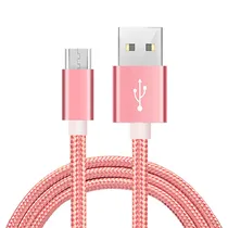 Cabo Qucik W-008 USB-A para Micro-USB / 1 Metro / Nylon - Rosa
