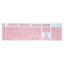 Teclado Wireless FTX FTXGK600 Bluetooth (Espanhol) + Mouse - Branco/Rosa