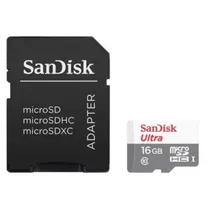 Memoria Micro SD Sandisk Ultra 16GB 80MB/s Class 10 + Adaptador SD
