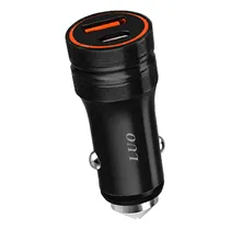 Carregador para Carro Luo LU-8308 / USB-A / USB-C - Preto