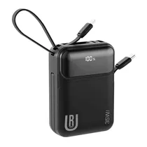 Carregador Portátil Powerbank Ur UP-23 / 4 Em 1 / 10000MAH / 35W / USB / USB-C com Cabo Embutido USB-C - Lightning - Preto