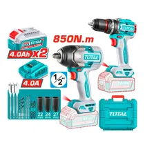 Kit Total TOSLI250586 – Parafusadeira + Chave de Impacto / 2 Baterias – 2 Em 1