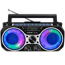 Rádio Portátil Ecopower EP-F324 Bluetooth / AM / FM / USB / TF / LED / Painel Solar - Preto