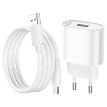 Carregador C109A Fuente 10.5W+Cable USB-A A USB-C 1M White