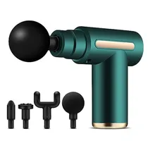 Mini Massageador Eletrico Corporal Muscular Portatil Hengda YQ10493 / 25W / 6 Velocidades / com Acessórios / Recarregavel - Verde
