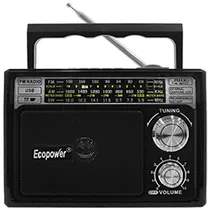 Rádio Portátil Ecopower EP-F35B Bluetooth / AM / FM / USB / TF - Preto