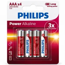 Pilha Alcalina AAA Philips Power Alkaline LR03P4B/97 1.5V - 4 Unidades