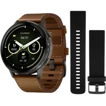 Relógio GPS Garmin Venu 4 45MM Silver/Brown + Silicone Band Black (010-03014-03)