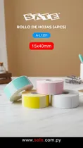 Papel de Imp. Termica Sate A-L1201 4UNID Color (1X Branco,1X Amarelo, 1X Azul, 1X Rosa. (15*40MM)   para Imp - A-L133