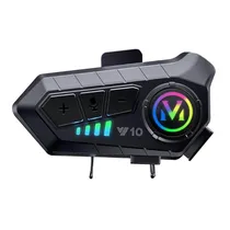 Intercomunicador Bluetooth para Moto / Fone de Ouvido para Capacete Sem Fio Y10 com LED RGB / USB-C - Preto