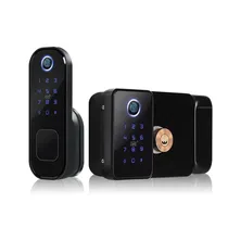 Fechadura Digital R5LEFT com Bluetooth, Biometria, Cartão, Código Numérico, Chave e App - Ttlock- Cor Preto (Fechadura Esquerda)