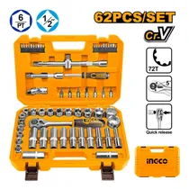 Jogo de Soquetes 1/2" Ingco HKTS12602 – 62 Peças