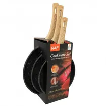 Jogo de Frigideiras Raf R.80008 com 3 Peças (20/24/28CM) - Preto