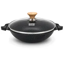 Wok MGC Antiaderente de Alumínio Fundido Preto 32 CM