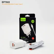 Carregador EP-7022 USB-C/USB 20W Blanco