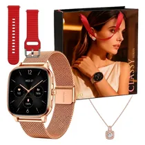 Relogio Smart Watch G-Tide S7 Pro Rose Gold+Colar