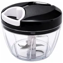 Mini Processador de Alimentos Manual Luo LU-4957 com 3 Laminas / 500ML - Preto
