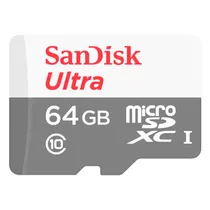 Cartão de Memoria Micro SD de 64GB Sandisk Ultra 064G / 100MB/s