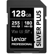 Cartão de Memória Lexar SD 128GB Silver Plus 255-180MB/s C10